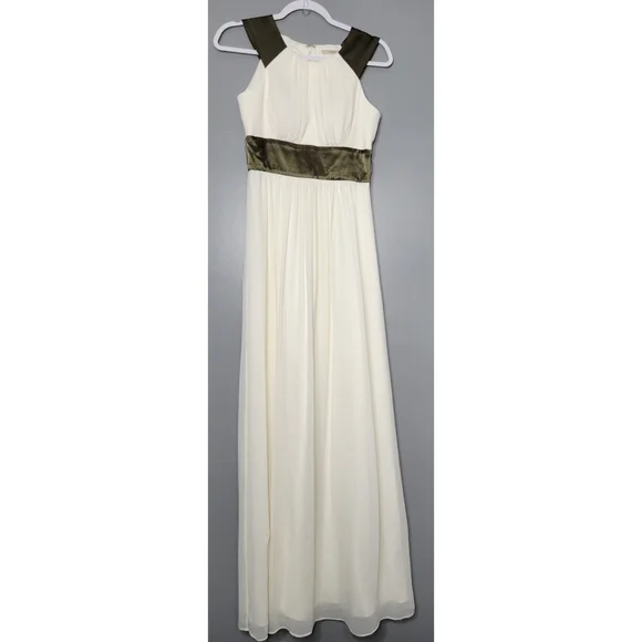 Manoukian Dresses | Manoukian Empire Waist Maxi Dress Ivory/Olive Cocktail Strappy Back Zip Size Xs | Color: Cream/Green | Size: Xs | Southernbyjess's Manoukian Dresses | Manoukian Empire Waist Maxi Dress Ivory/Olive Cocktail Strappy Back Zip Size Xs | Color: Cream/Green | Size: Xs | Southernbyjess's